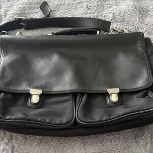 Coach Black Leather Laptop Bag | Silver Hardware | Work and Travel Ready